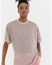 rosa T-Shirt mit einem Rundhalsausschnitt aus Netzstoff von ASOS DESIGN