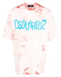 rosa Mit Batikmuster T-Shirt mit einem Rundhalsausschnitt von DSQUARED2