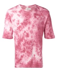 rosa Mit Batikmuster T-Shirt mit einem Rundhalsausschnitt von Laneus