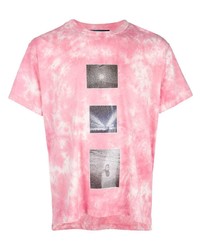 rosa Mit Batikmuster T-Shirt mit einem Rundhalsausschnitt von Lost Daze