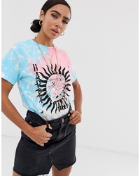 rosa Mit Batikmuster T-Shirt mit einem Rundhalsausschnitt von New Girl Order