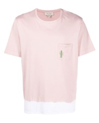 rosa Mit Batikmuster T-Shirt mit einem Rundhalsausschnitt von Nick Fouquet