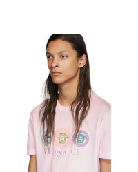 rosa Mit Batikmuster T-Shirt mit einem Rundhalsausschnitt von Versace