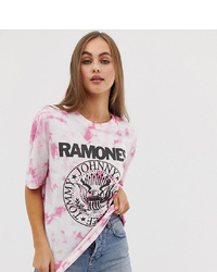 rosa Mit Batikmuster T-Shirt mit einem Rundhalsausschnitt von Pull&Bear