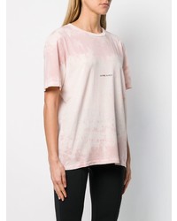 rosa Mit Batikmuster T-Shirt mit einem Rundhalsausschnitt von Saint Laurent