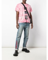 rosa Mit Batikmuster T-Shirt mit einem Rundhalsausschnitt von Lost Daze