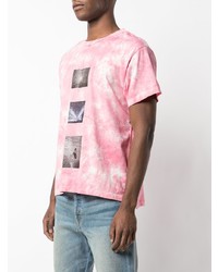 rosa Mit Batikmuster T-Shirt mit einem Rundhalsausschnitt von Lost Daze