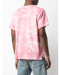 rosa Mit Batikmuster T-Shirt mit einem Rundhalsausschnitt von Lost Daze