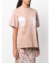 rosa Mit Batikmuster T-Shirt mit einem Rundhalsausschnitt von ARIES