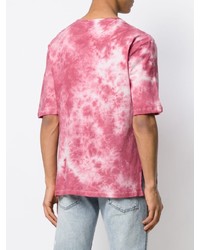 rosa Mit Batikmuster T-Shirt mit einem Rundhalsausschnitt von Laneus