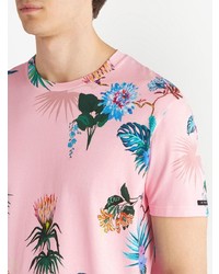 rosa T-Shirt mit einem Rundhalsausschnitt mit Blumenmuster von Etro