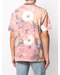 rosa T-Shirt mit einem Rundhalsausschnitt mit Blumenmuster von Palace