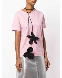 rosa T-Shirt mit einem Rundhalsausschnitt mit Blumenmuster von Marni