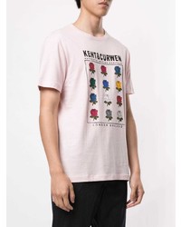 rosa T-Shirt mit einem Rundhalsausschnitt mit Blumenmuster von Kent & Curwen