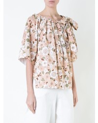 rosa T-Shirt mit einem Rundhalsausschnitt mit Blumenmuster von Chloé