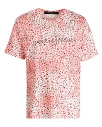 rosa T-Shirt mit einem Rundhalsausschnitt mit Blumenmuster von Garcons Infideles