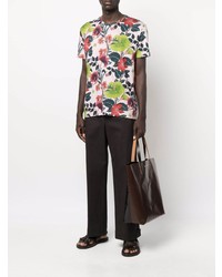 rosa T-Shirt mit einem Rundhalsausschnitt mit Blumenmuster von Etro