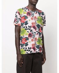 rosa T-Shirt mit einem Rundhalsausschnitt mit Blumenmuster von Etro