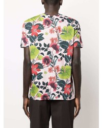 rosa T-Shirt mit einem Rundhalsausschnitt mit Blumenmuster von Etro