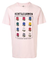 rosa T-Shirt mit einem Rundhalsausschnitt mit Blumenmuster von Kent & Curwen