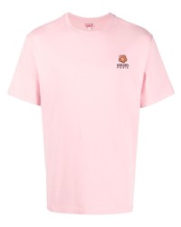 rosa T-Shirt mit einem Rundhalsausschnitt mit Blumenmuster von Kenzo