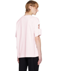 rosa T-Shirt mit einem Rundhalsausschnitt mit Blumenmuster von Simone Rocha