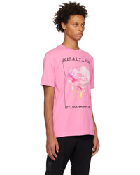 rosa T-Shirt mit einem Rundhalsausschnitt mit Blumenmuster von 1017 Alyx 9Sm