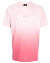 rosa T-Shirt mit einem Rundhalsausschnitt mit Farbverlauf von PS Paul Smith