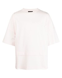 rosa T-Shirt mit einem Rundhalsausschnitt mit Flicken von Simone Rocha