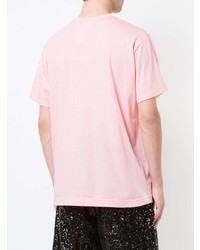 rosa T-Shirt mit einem Rundhalsausschnitt mit Karomuster von Comme Des Garcons Homme Plus