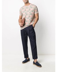 rosa T-Shirt mit einem Rundhalsausschnitt mit Paisley-Muster von Etro