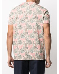 rosa T-Shirt mit einem Rundhalsausschnitt mit Paisley-Muster von Etro