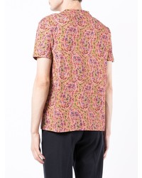 rosa T-Shirt mit einem Rundhalsausschnitt mit Paisley-Muster von Etro