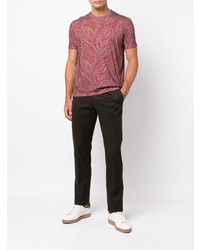 rosa T-Shirt mit einem Rundhalsausschnitt mit Paisley-Muster von Etro