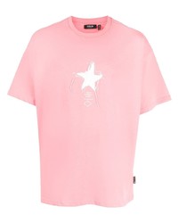 rosa T-Shirt mit einem Rundhalsausschnitt mit Sternenmuster von FIVE CM