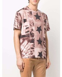 rosa T-Shirt mit einem Rundhalsausschnitt mit Sternenmuster von Just Cavalli