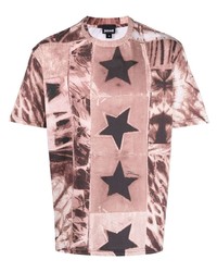 rosa T-Shirt mit einem Rundhalsausschnitt mit Sternenmuster von Just Cavalli