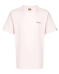 rosa T-Shirt mit einem Rundhalsausschnitt von A Bathing Ape