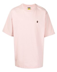 rosa T-Shirt mit einem Rundhalsausschnitt von A Bathing Ape