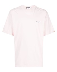 rosa T-Shirt mit einem Rundhalsausschnitt von A Bathing Ape