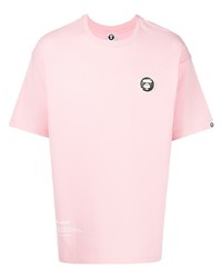 rosa T-Shirt mit einem Rundhalsausschnitt von AAPE BY A BATHING APE