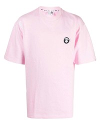 rosa T-Shirt mit einem Rundhalsausschnitt von AAPE BY A BATHING APE