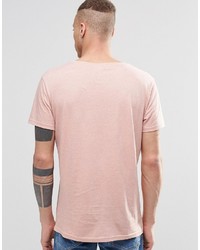 rosa T-Shirt mit einem Rundhalsausschnitt von Weekday