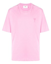 rosa T-Shirt mit einem Rundhalsausschnitt von Ami Paris