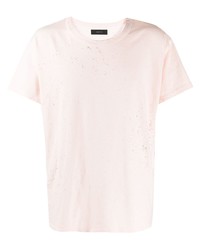 rosa T-Shirt mit einem Rundhalsausschnitt von Amiri