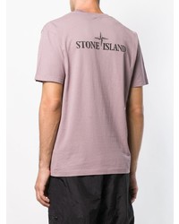 rosa T-Shirt mit einem Rundhalsausschnitt von Stone Island