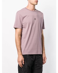 rosa T-Shirt mit einem Rundhalsausschnitt von Stone Island