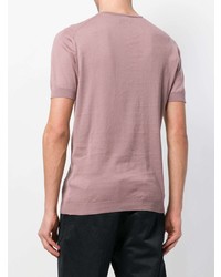 rosa T-Shirt mit einem Rundhalsausschnitt von John Smedley