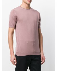 rosa T-Shirt mit einem Rundhalsausschnitt von John Smedley