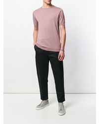 rosa T-Shirt mit einem Rundhalsausschnitt von John Smedley